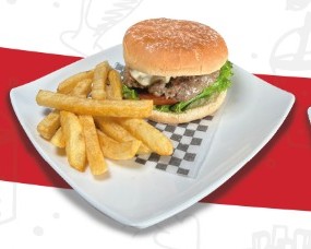Hamburguesa artesanal con papas, imagen de la carta